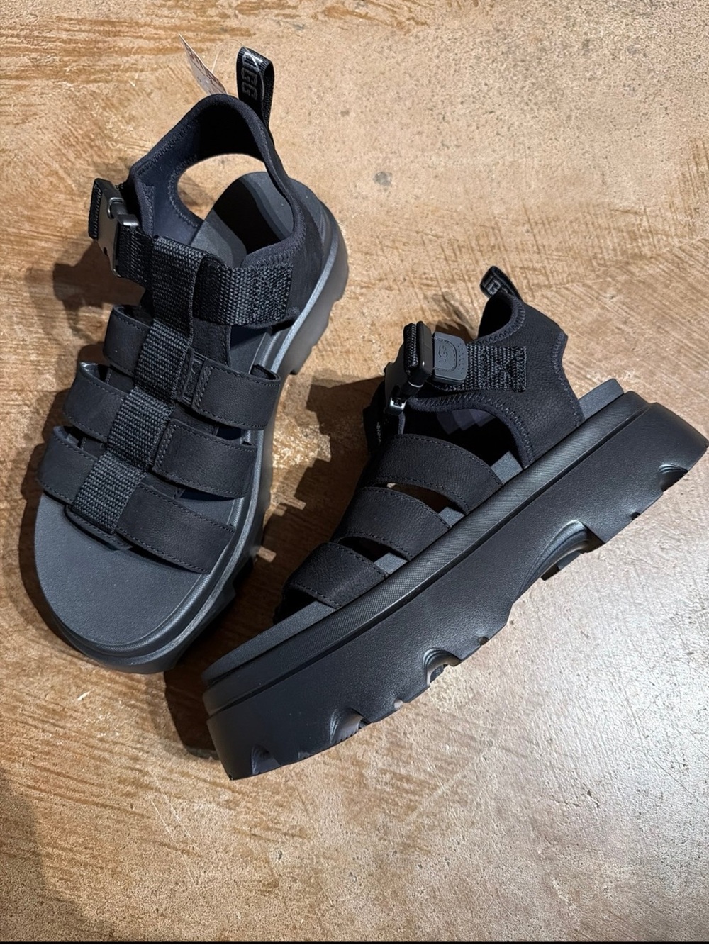 UGG Cora Black Platform Gladiator Sandals